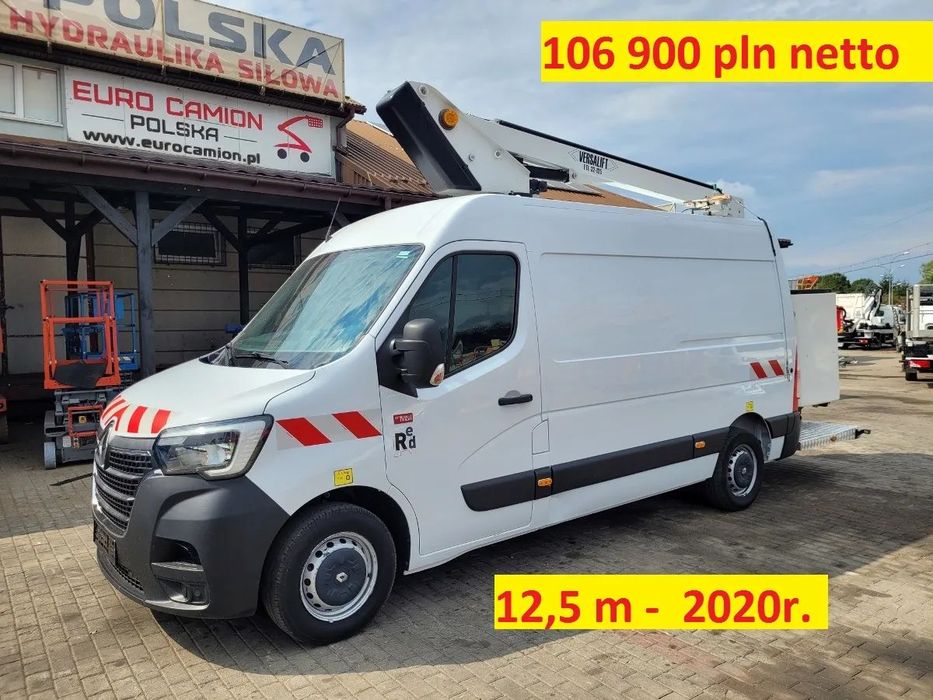 Renault Master podnośnik koszowy zwyżka 12,5 m  o DMC 3,5T na busie furgonie blaszak 12 13 14 m versalift klubb france
