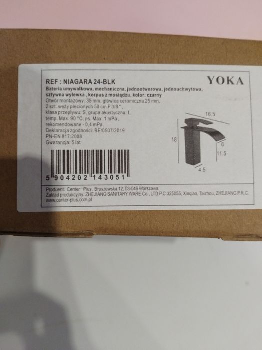 Bateria łazienkowa czarna umywalki z funkcją wodospadu