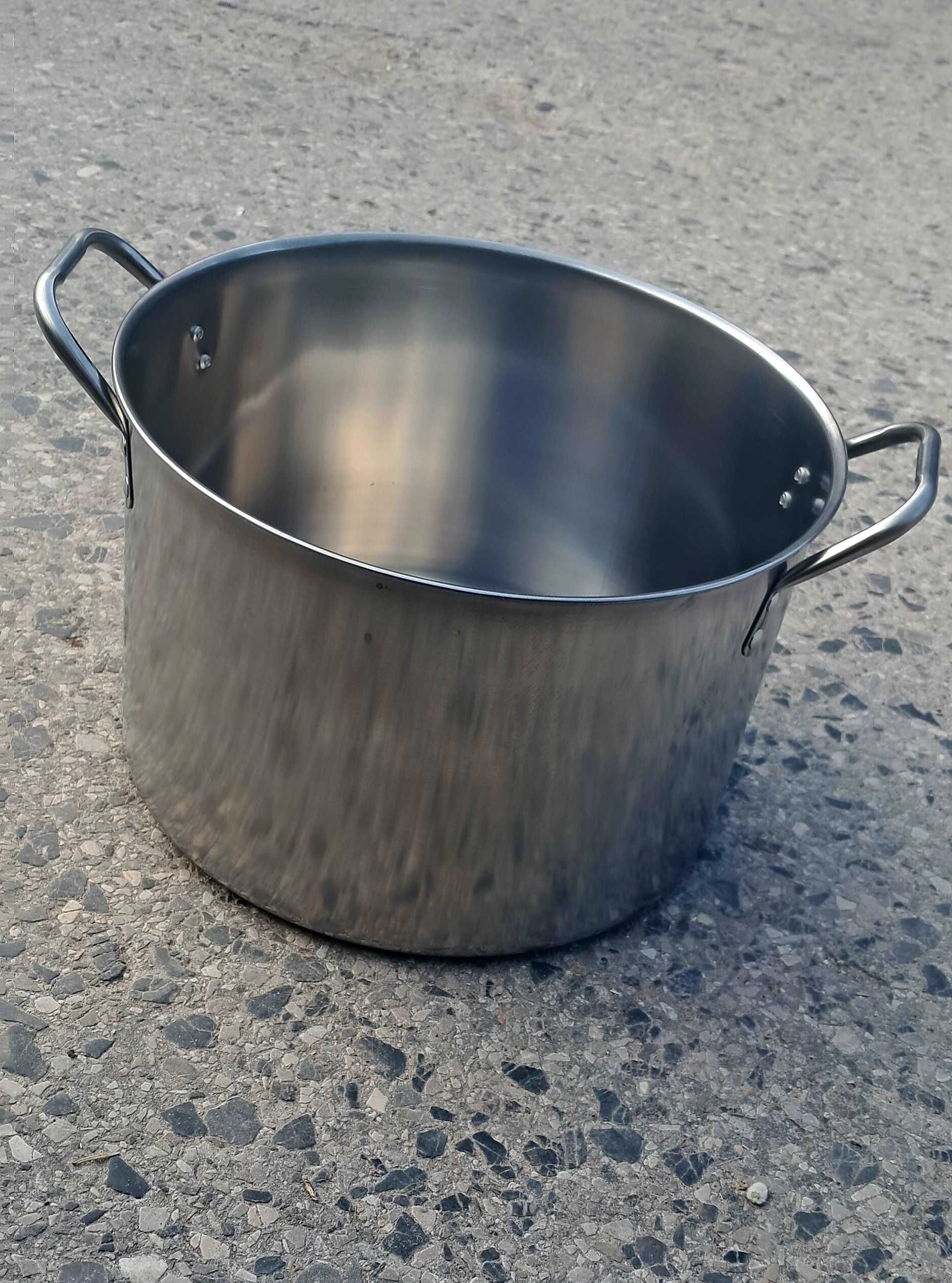 GARNEK stalowy z pokrywką duży pojemność 7 litrów średnica 22cm 15,5cm
