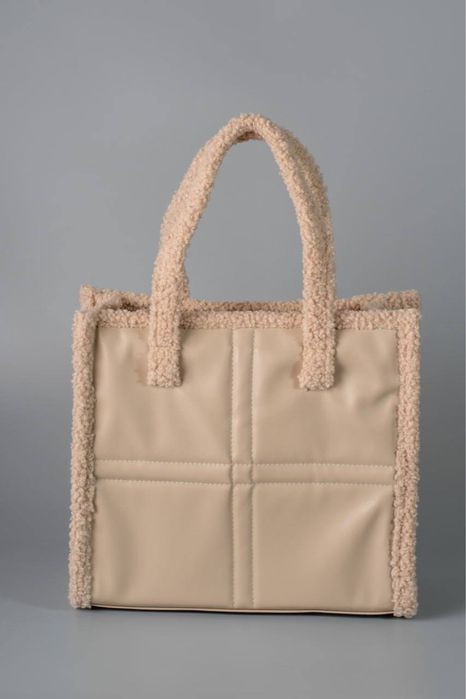 Стильний жіночий вмісткий шопер з еко-шкіри та хутра