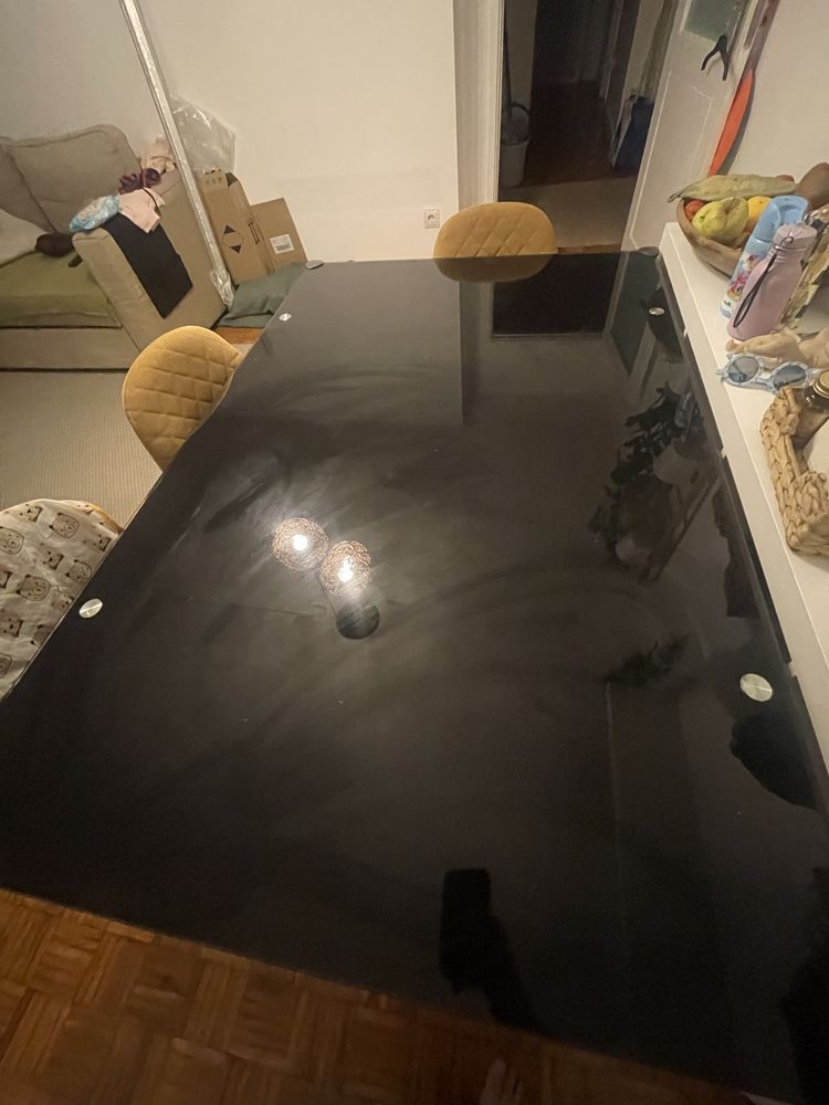 Mesa tampo preto vidro