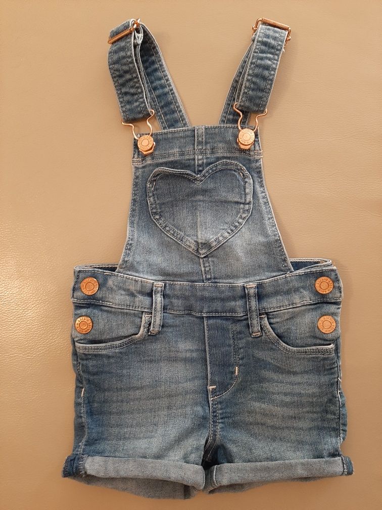 Krótkie spodenki, ogrodniczki dziewczęce  rozm 98, H&M + gratisy