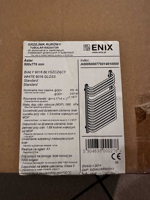 Grzejnik Enix Aster 500x776 mm biały