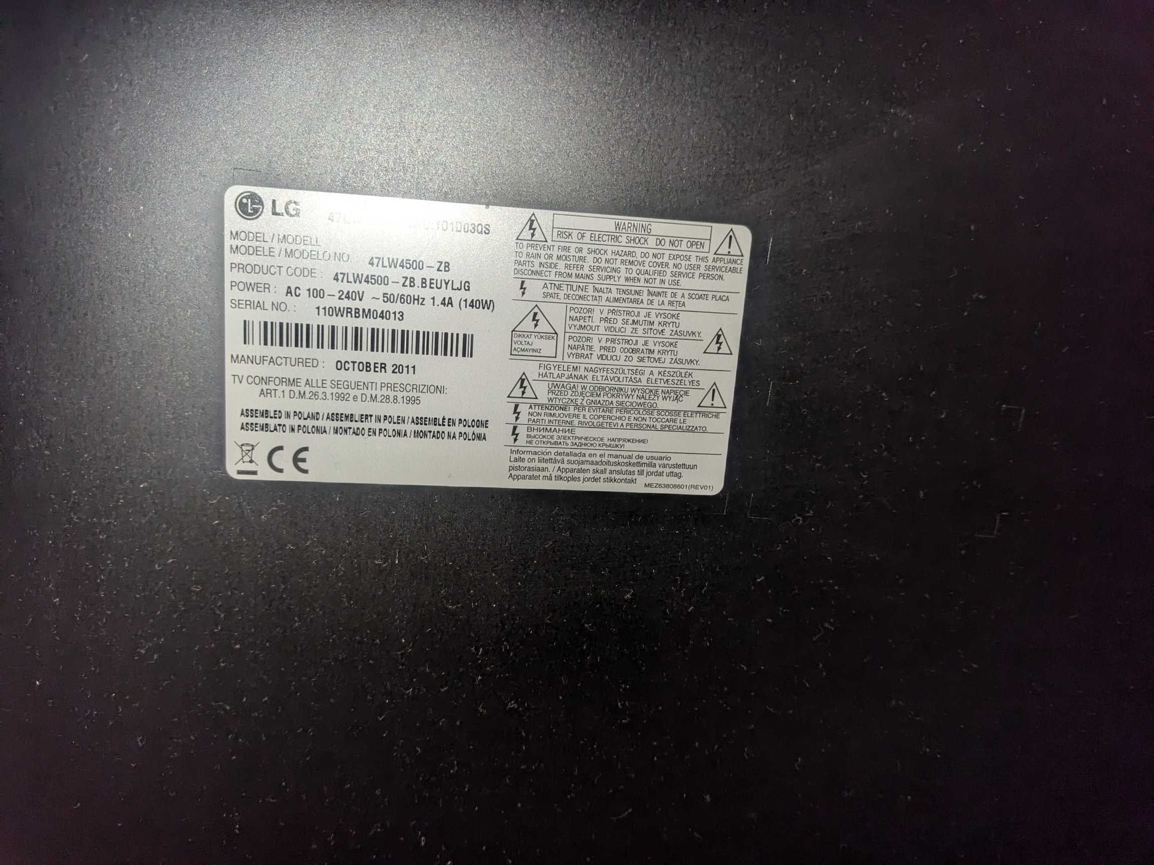 Telewizor LG 47 cali Full HD + Dekoder DVB-T2 HEVC Ariva T30