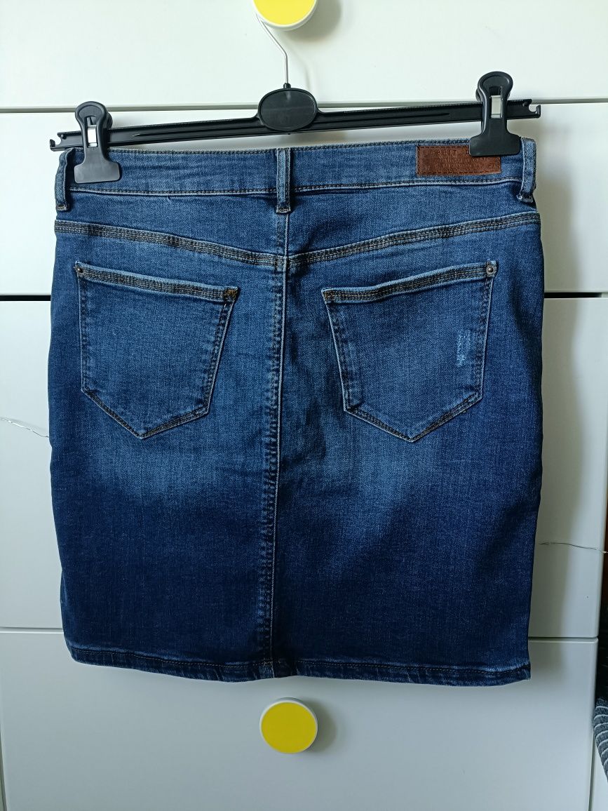 Spódnica jeansowa Esprit r.36 nowa przecierana rozciągliwa mini