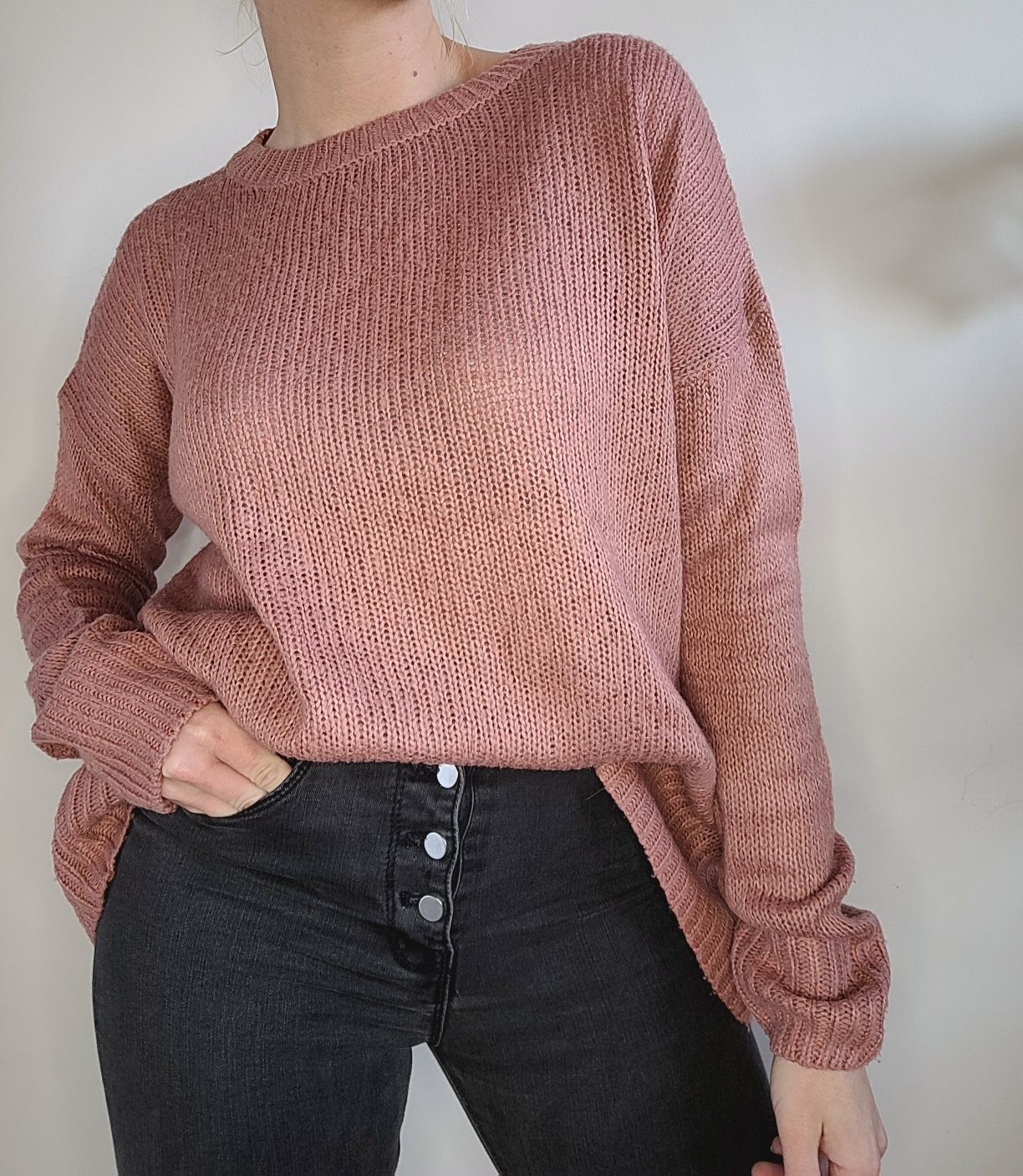 Sweter oversize brudny róż New Look