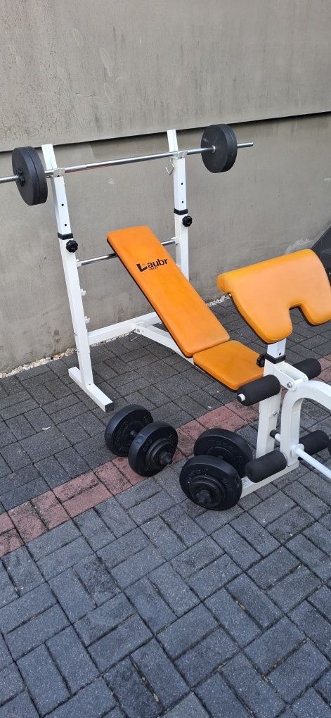 Siłownia domowa ławeczka regulowana gryf prosty hantle obciążenie 75kg