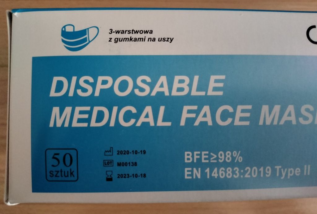 Jednorazowe maski / maseczki medyczne Supon Medical - zestaw 50szt.