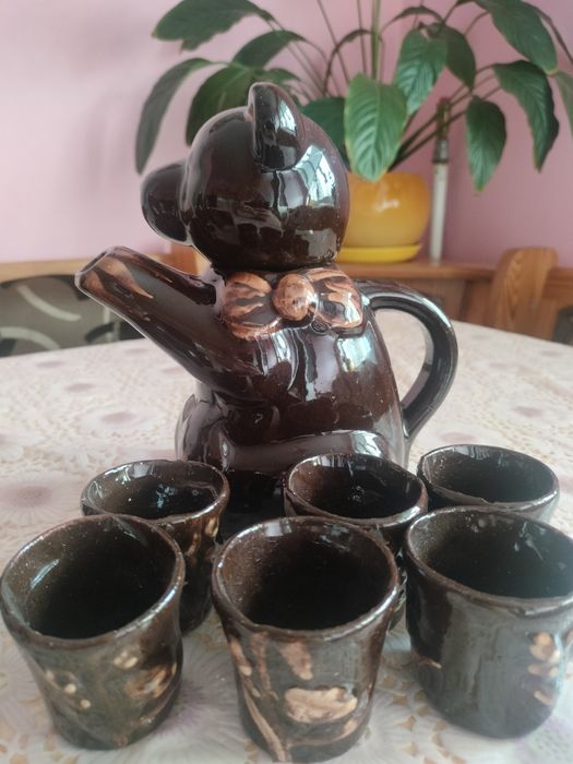 Zestaw dzbanek PRL miś