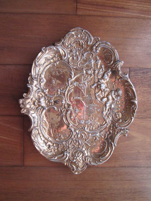 Prato Antigo Faiança Oval Dourado