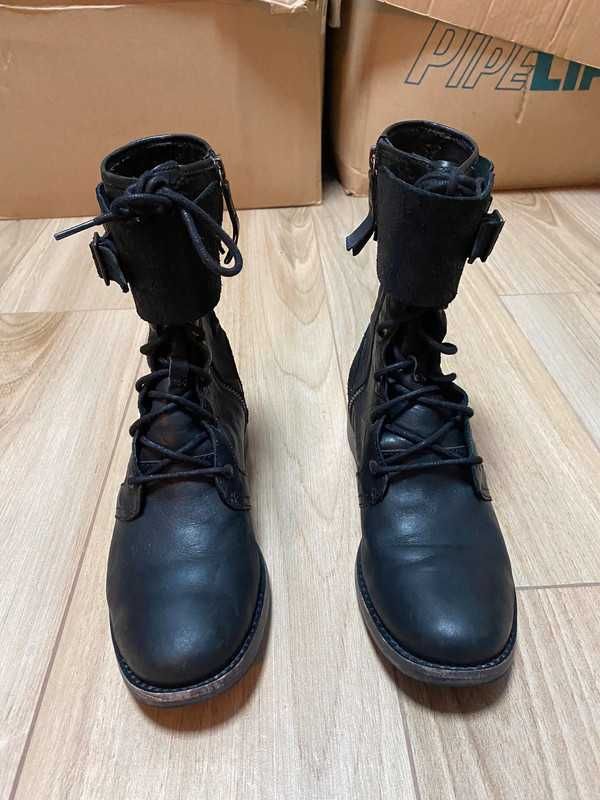 Damskie czarne skórzane buty UGG