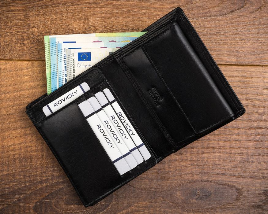 duży, skórzany portfel męski bez zapięcia - rovicky