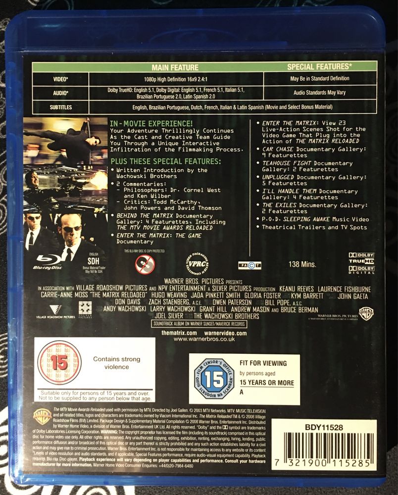 Matrix reloaded Blu ray