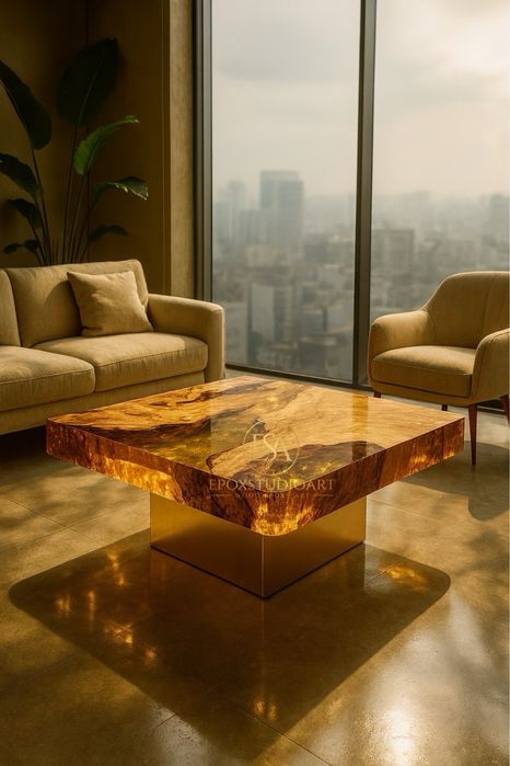 Stół nowocesny salon jadalnia żywica homedeco loft  premium monolit