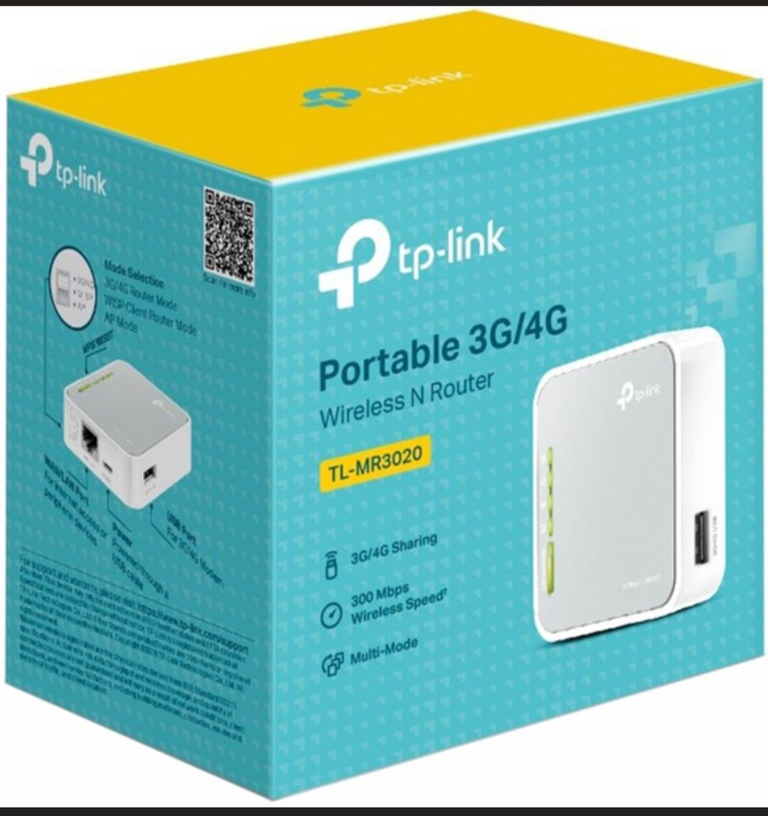 Маршрутизатор TP-LINK TL-MR3020 V3 Портативный WiFi4 / N300 / 100 Мбіт