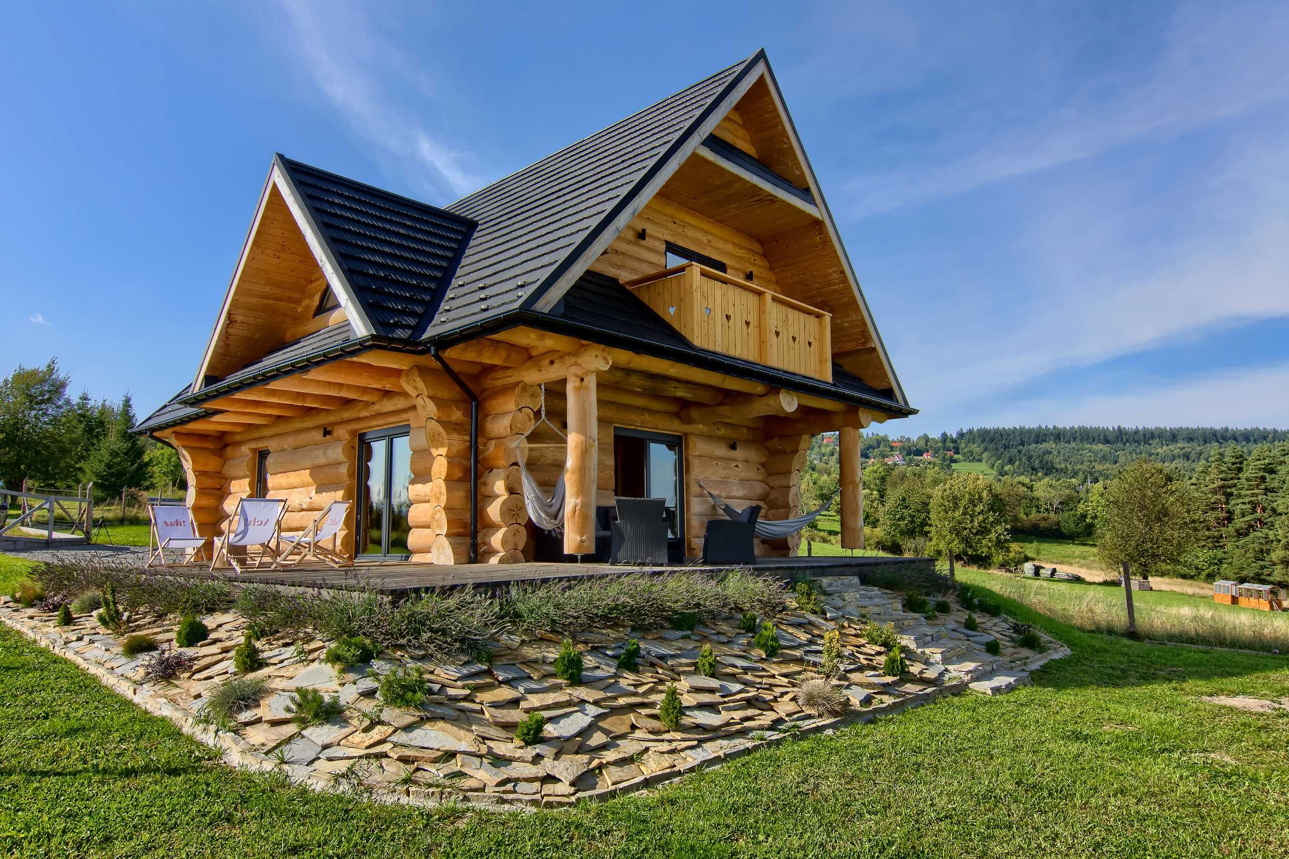 Domek w górach dom drewniany z bali SAUNA weekend noclegi ZAWOJA góry