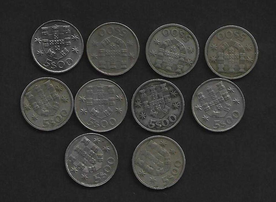 10 Moedas de 5$00 Datas Diferentes Níquel
