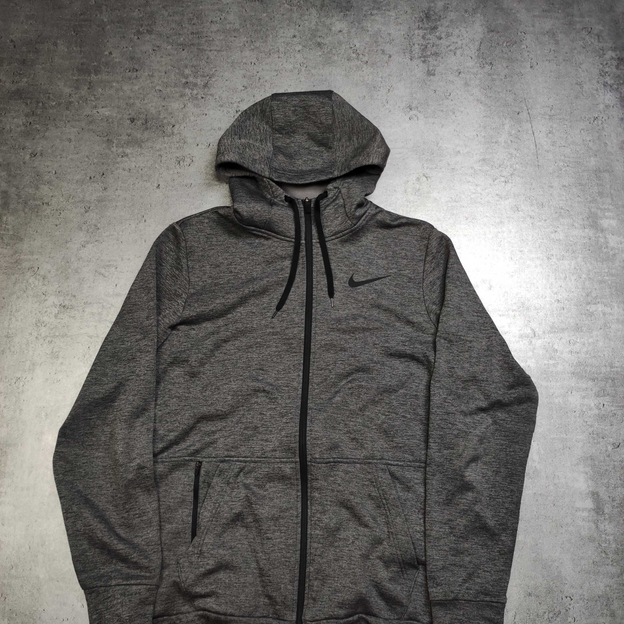 MĘSKA Bluza Rozpinana Ciemno Szara Dri-Fit Polarek Thermal Hoodie Nike
