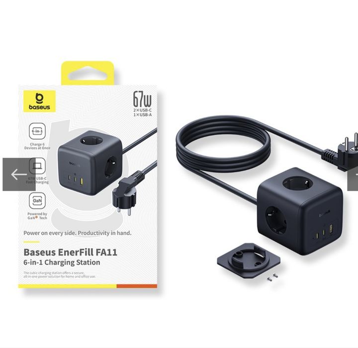 Зарядное устройство Baseus EnerFill FA11 Cube Power Strip GaN6 67w