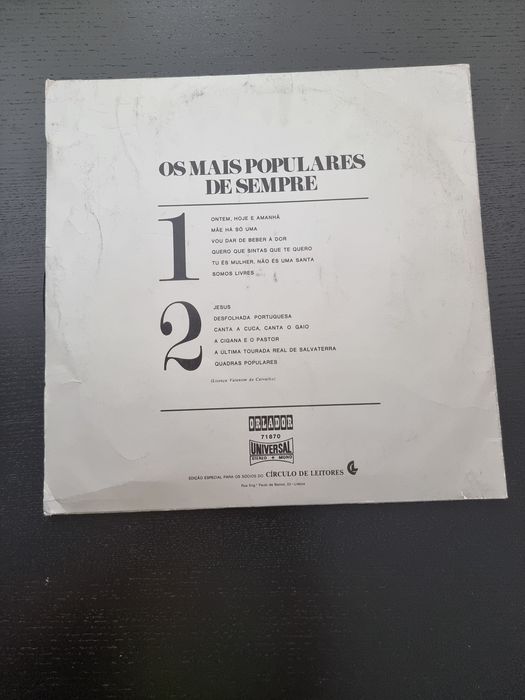 Discos de vinil "os mais populares de sempre"