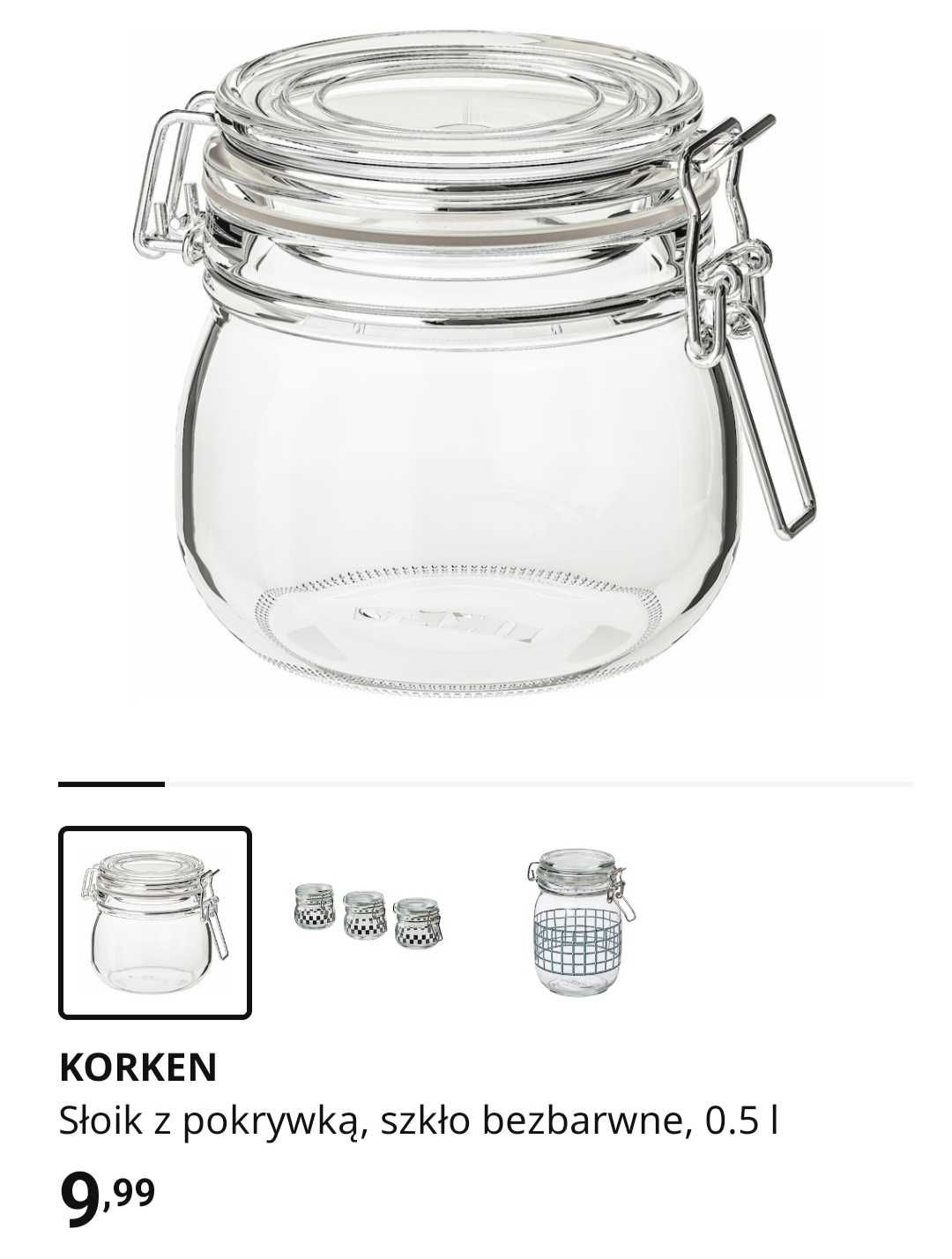 Słoiki 0,5 l IKEA KORKEN / 16 szt. / z dźwignią, z gumką