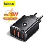 Оригінальний мережевий зарядний пристрій Baseus  30W  2 USB+Type-C 3A.