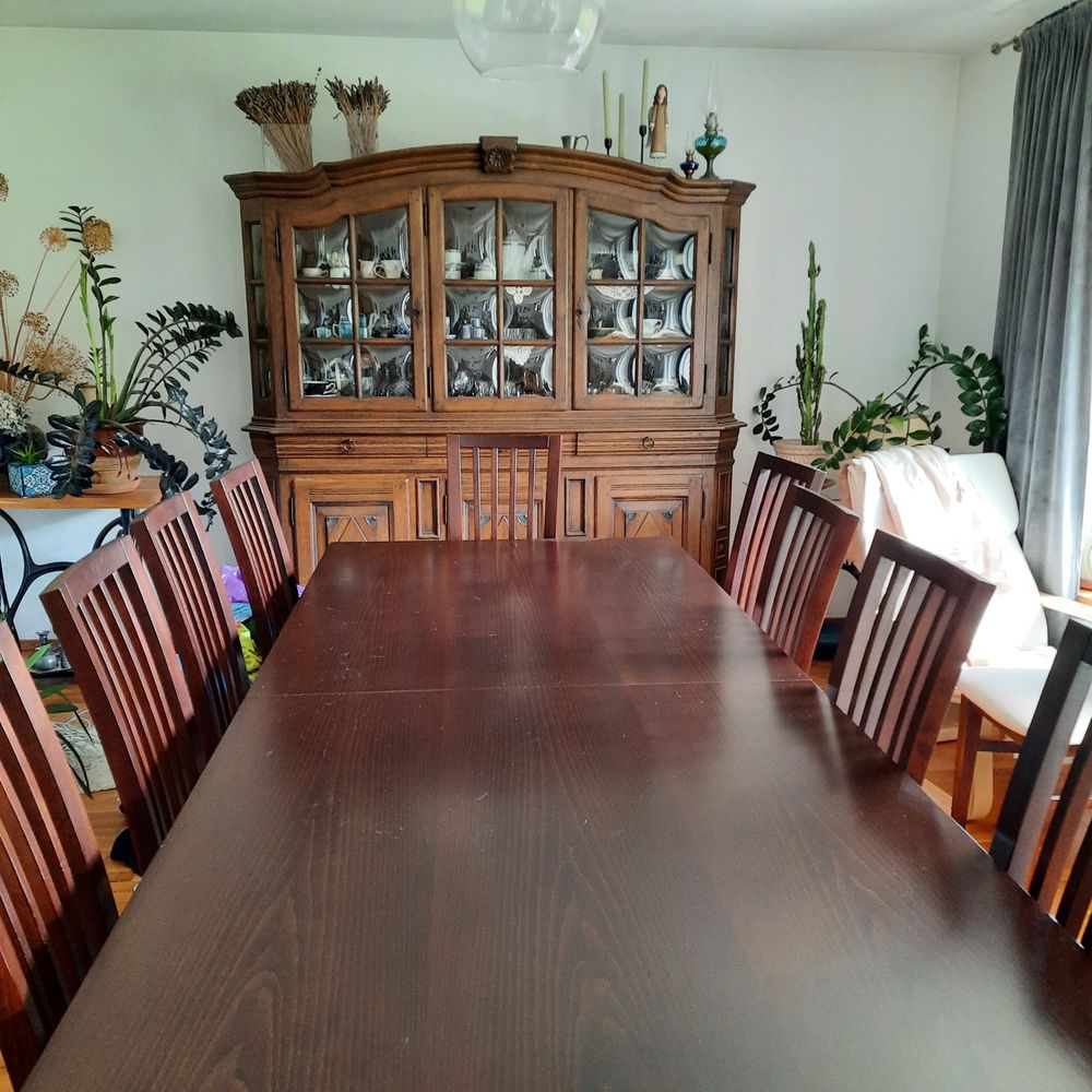 Drewniany stół + 12 krzeseł (zestaw)