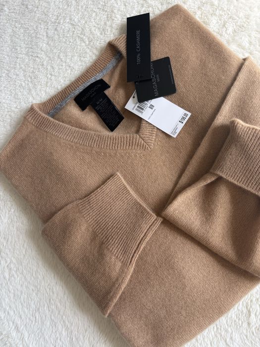 Sweter kaszmirowy męski kolor karmelowy Magaschoni rozmiar M