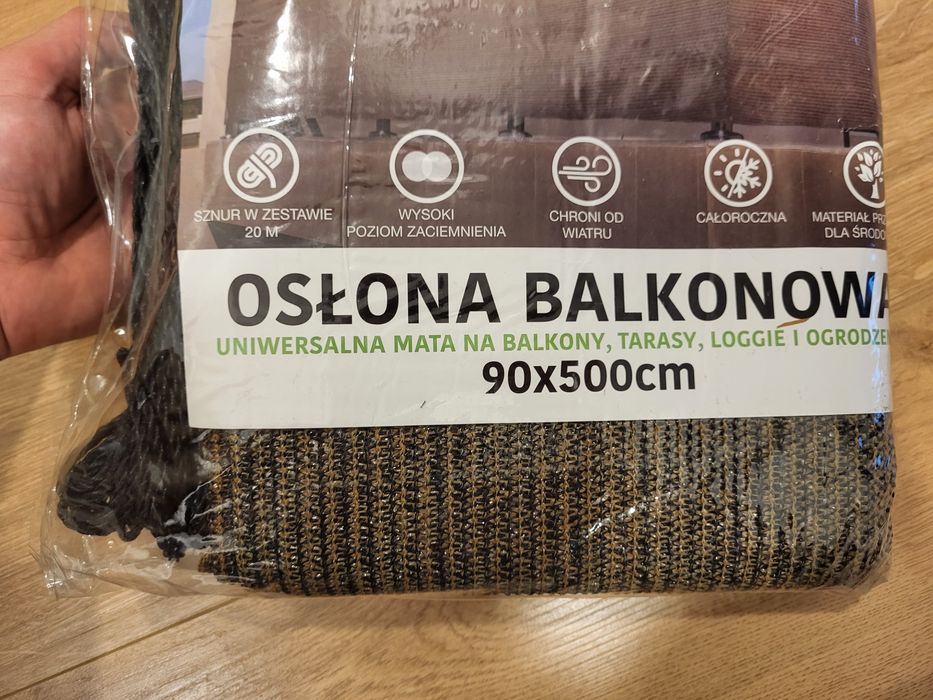 Oslona balkonowa, mata ratanowa 90x500cm