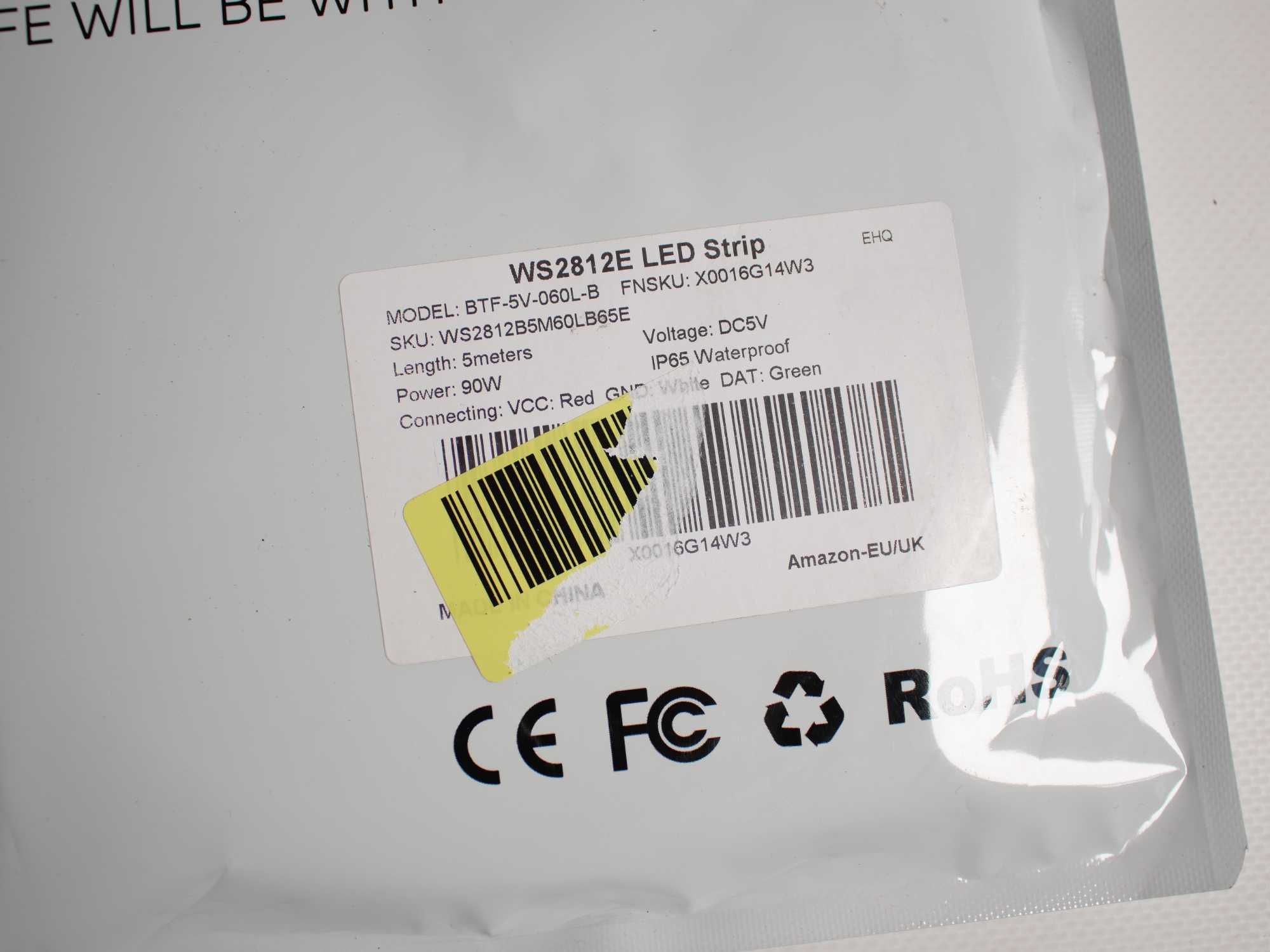 Стрічка BTF-LIGHTING WS2812E ECO RGB Alloy Wires 5050SMD 5 метрів 90W