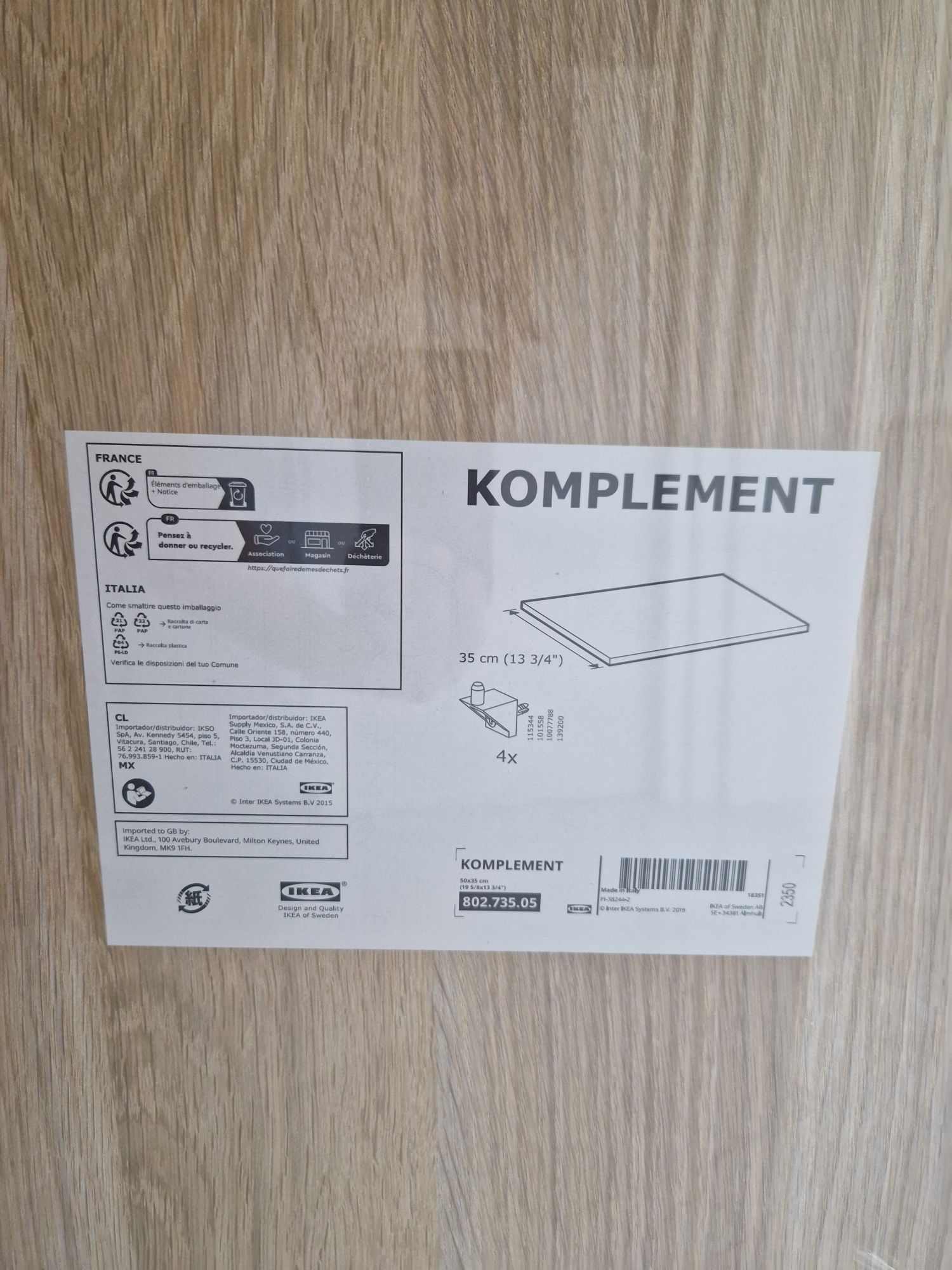 Prateleira komplement