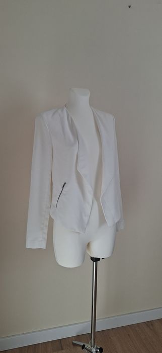 Marynarka żakiet narzutka niezapinana kieszonki długi rękaw H&M r. 36