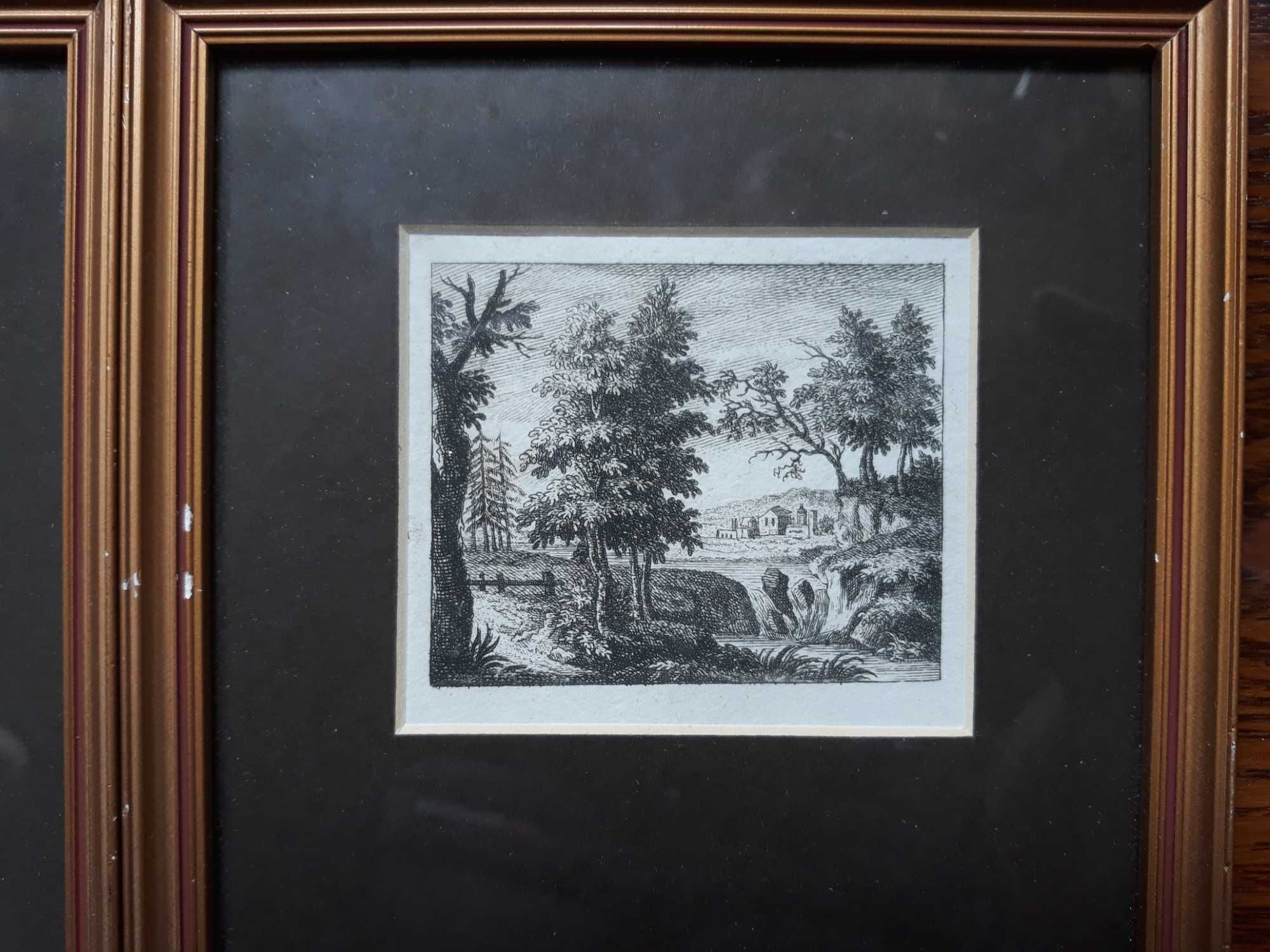 Stary obraz litografia akwaforta Johann Georg Hertel I.A. Stockman