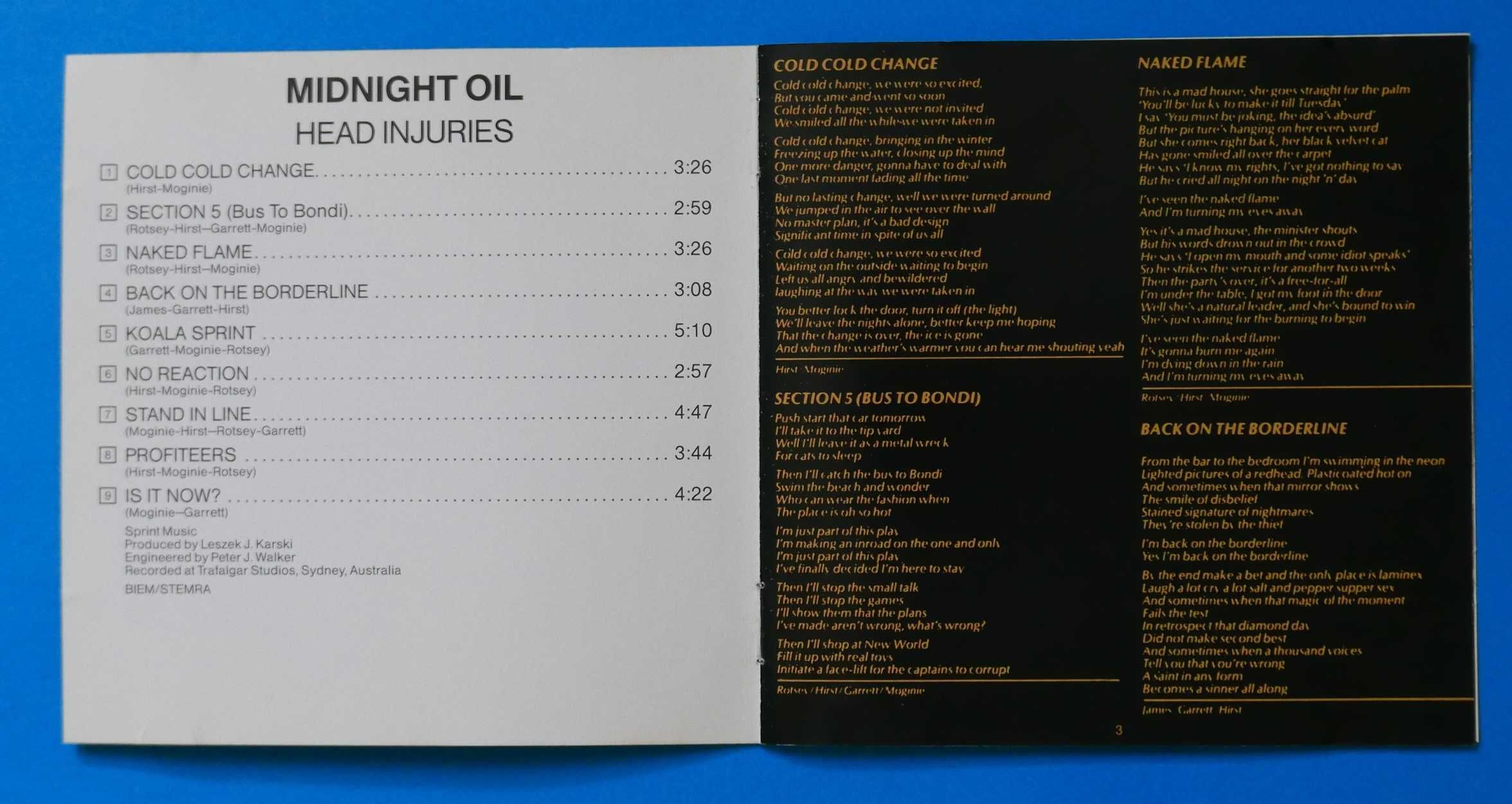 MIDNIGHT OIL - Head Injuries