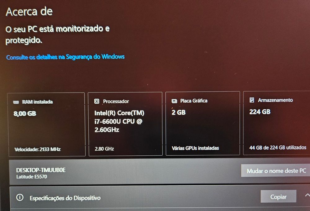Dell E5570 .i7 6600U .8gb RAM DDR4.ssd 240gb .