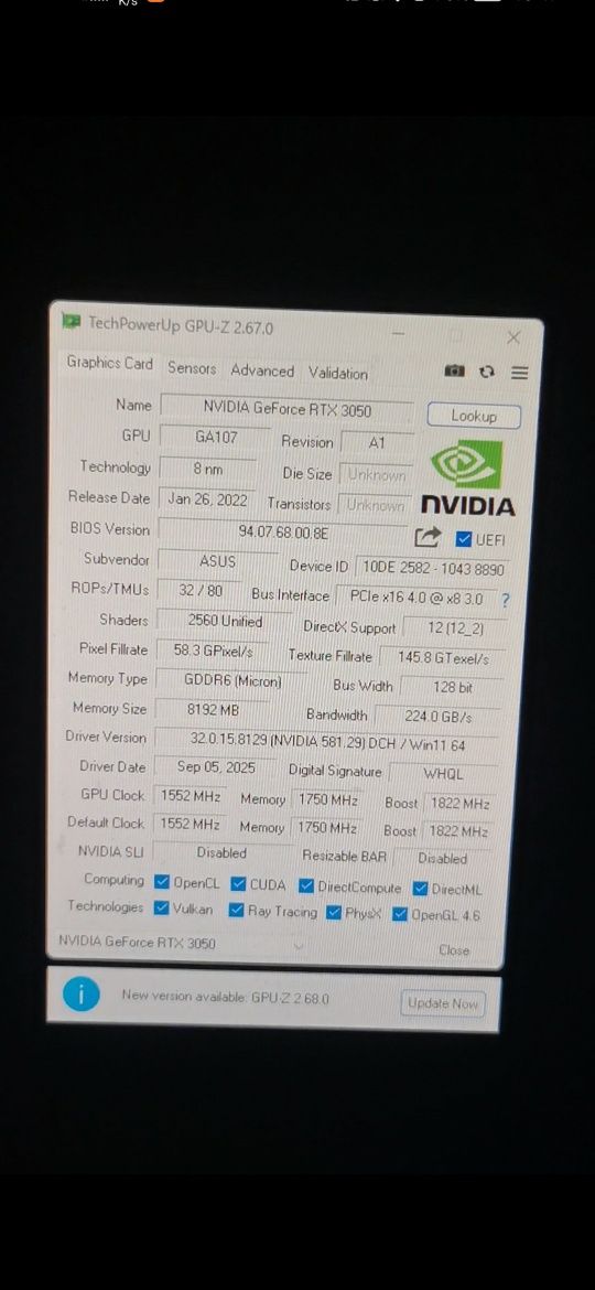 Відеокарта RTX 3050 8гб GDDR6
