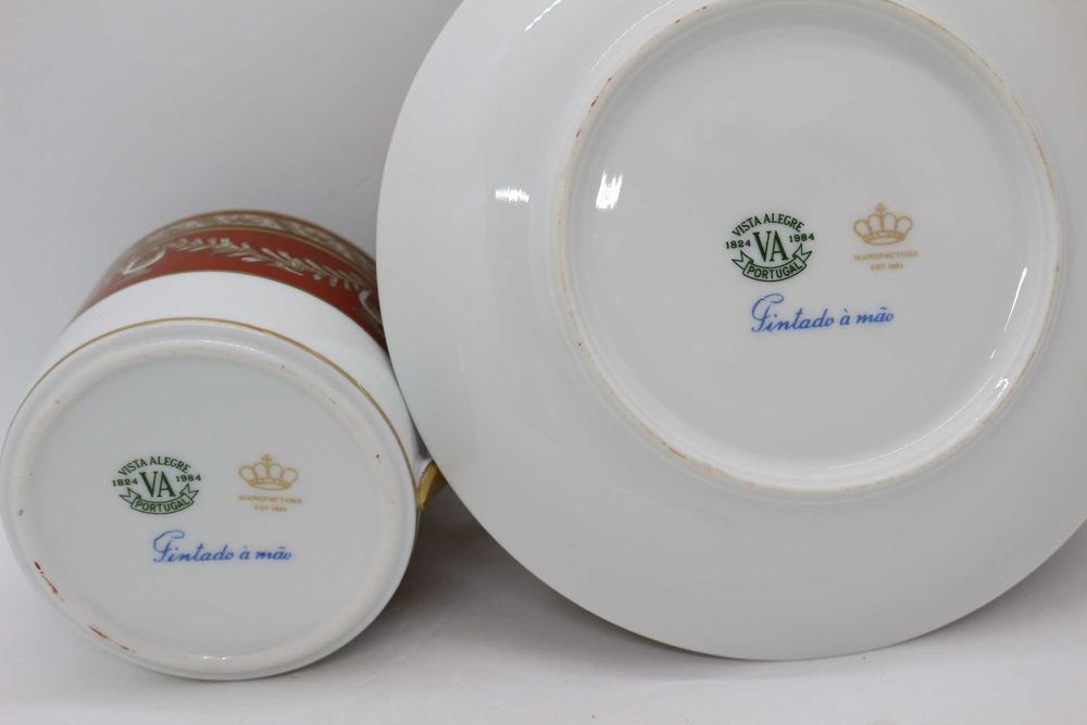 Chávena de Chá Coleção LIRAS Vista Alegre 1980 Pintada à Mão