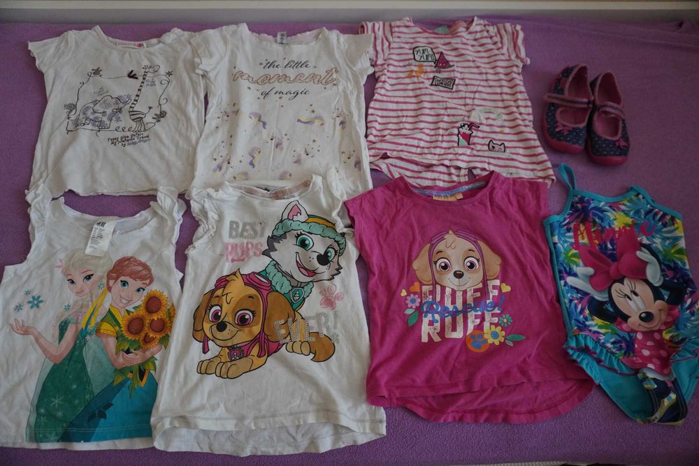 Paczka letnich ubrań 98 t-shirty, sukienki, spodnie kurtka