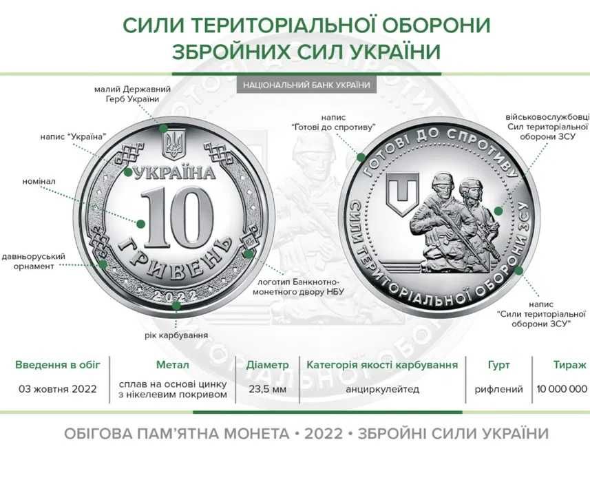 Редкая монета 10 грн. ЗСУ