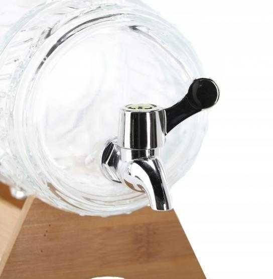 Beczułka z podstawką szklana beczka z kranikiem karafka 1,5L NOWA