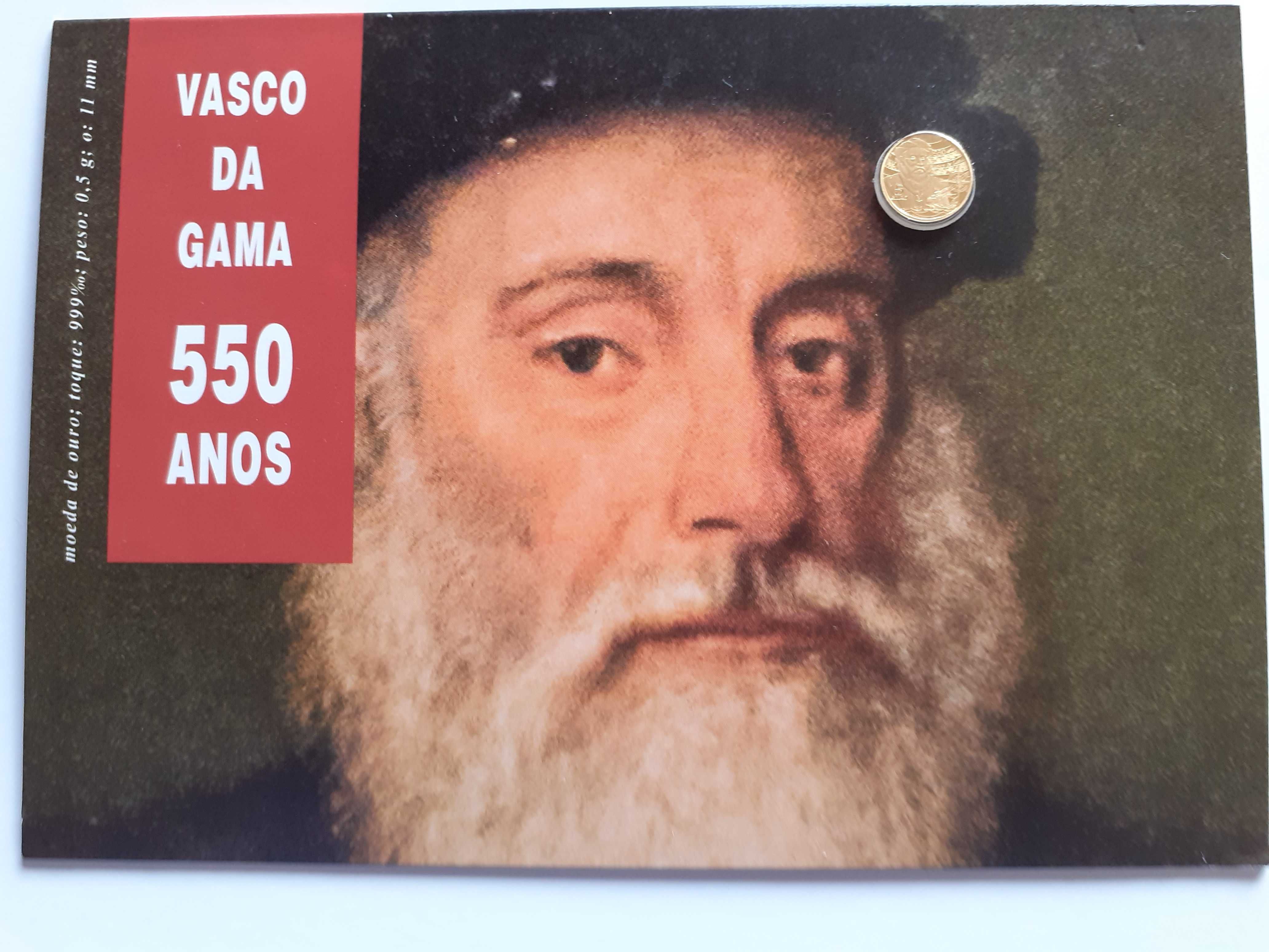 Moeda em ouro, comemorativa dos 550 anos de Vasco da Gama.