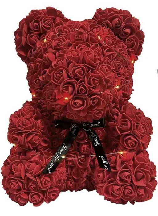 Miś z RÓŻ i światełkami LED Prezent dla Żony/Dziewczyny/Nauczycielki
