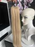 Kucyk blond ciemny kitka doczepiany na gumce włosy NOWA 60 cm