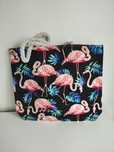 Czarna nowa torba plażowa we flamingi