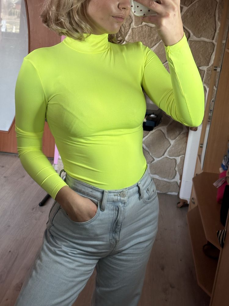 Neonowe zielone żółte body Bershka 38 M