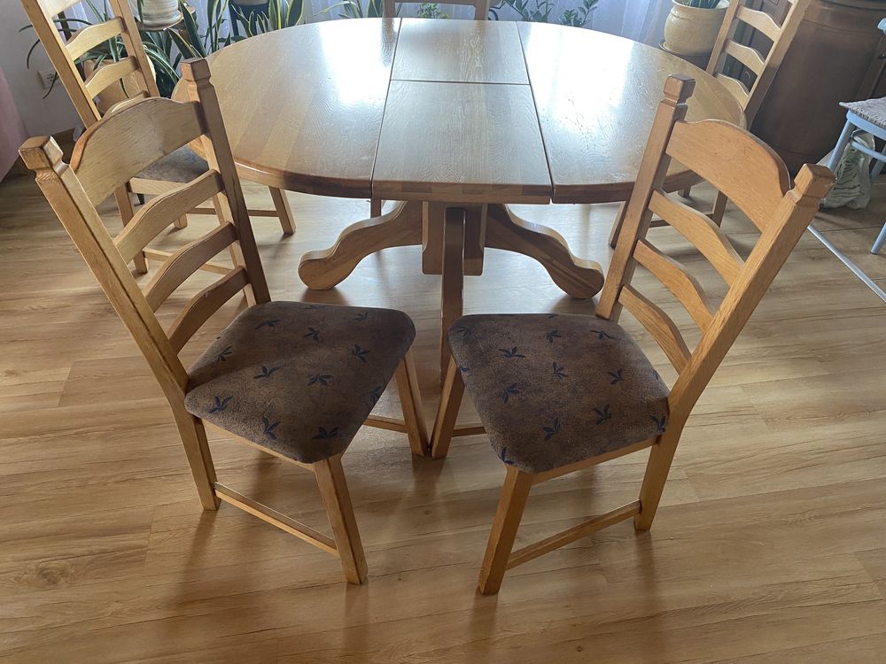 Zestaw stół + krzesła, jesionowy, komplet