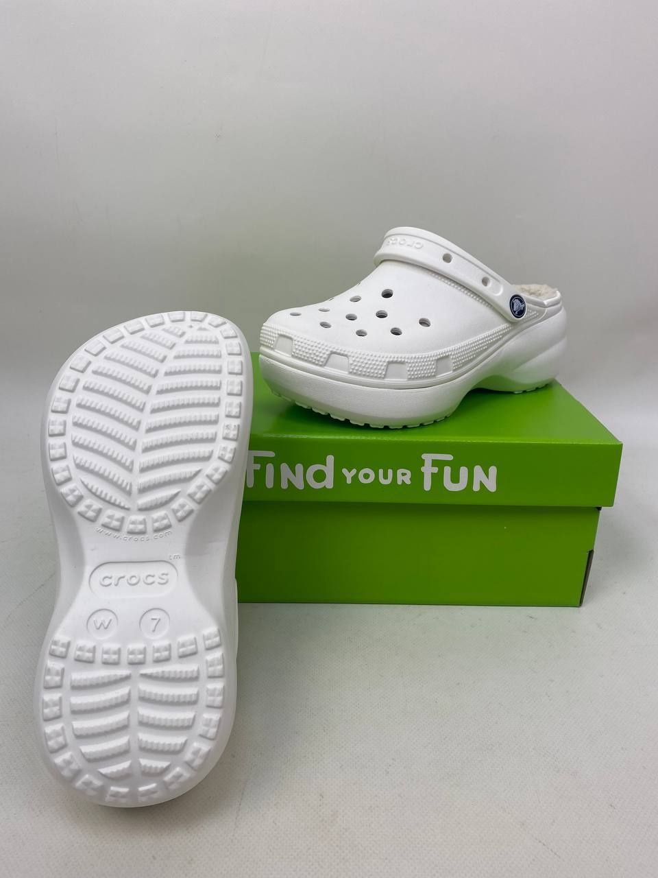 New Crocs Classic Platform Lined крокси з хутром  жіночі сабо