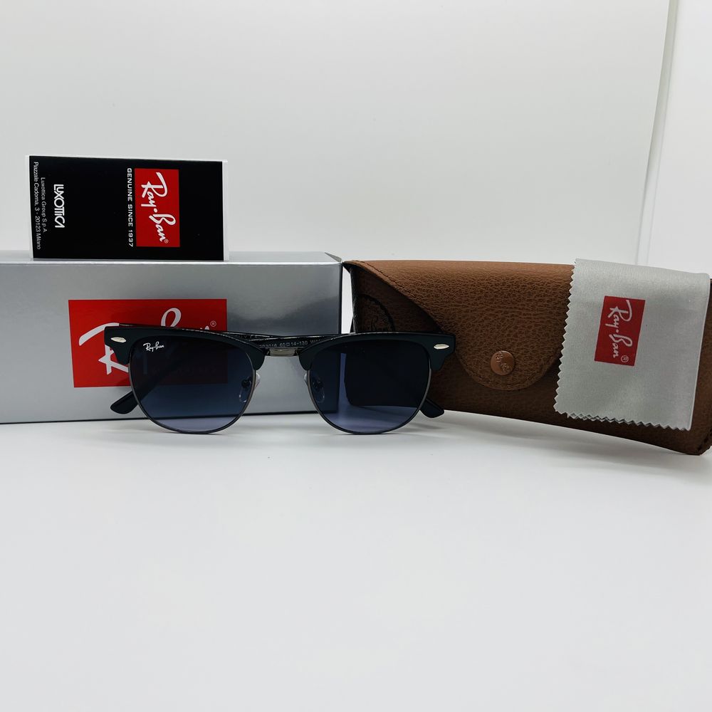 Солнцезащитные очки Ray Ban Clubmaster 3016 Glossy Black|Blue Grade