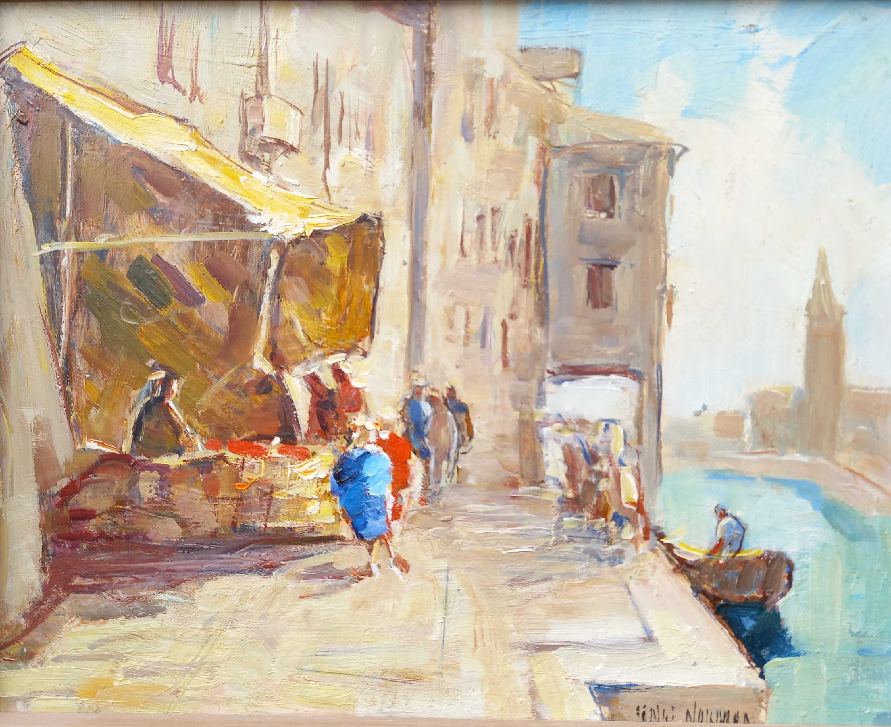 W Wenecji, olej/płyta, Knut Norman ur. 1896 - zm. 1977