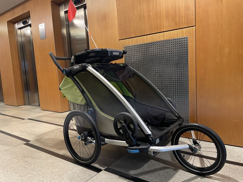Thule chariot cab 2 xxl + jogging set + półka cargo